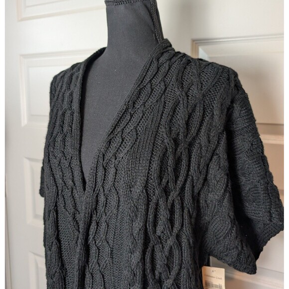 NWT Coldwater Creek Size L (14) Open Drape Black Cardigan Cable Knit Sweater $90 - Picture 2 of 11